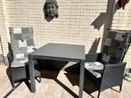 Tuinstel tafel en 2 verstelbare stoelen met kussens, Ophalen of Verzenden, Zo goed als nieuw