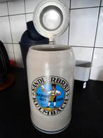 Grote zware bierpul 3 ltr. met tinnen deksel Sandlerbräu, Antiek en Kunst, Ophalen