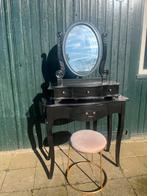 Zwarte kaptafel met roze kruk van Clayre & Eef, Ophalen, Gebruikt, 100 tot 150 cm, Vintage, romantisch