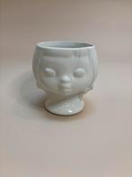 Vintage Bloempot meisje wit keramiek, Gebruikt, Porselein of Keramiek, Schaal, Rond