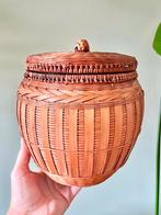 Vintage rotan mand opbergmand, Ophalen of Verzenden, Gebruikt, Rond, Riet