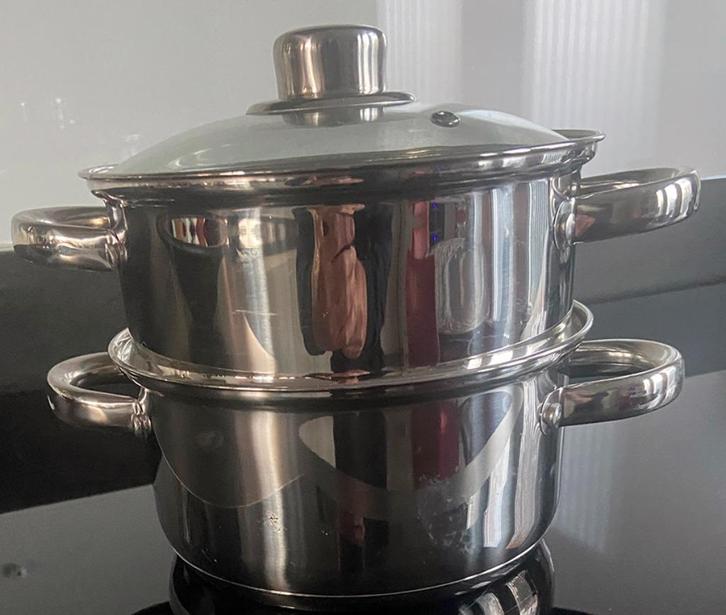 Kinghoff 3315 stoompan - Ø18 cm - rvs - alle warmtebronnen, Huis en Inrichting, Keuken | Potten en Pannen, Zo goed als nieuw, Overige typen