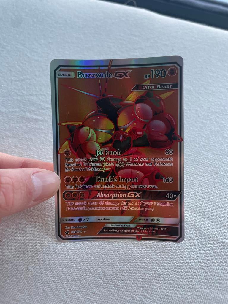 Buzzwole GX Pokemon Kaart, Verzenden, Gebruikt, Losse kaart, Foil