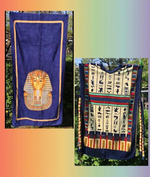 Badlaken Blauw Toetanchamon Strandponcho hiërogliefen, Huis en Inrichting, Badkamer | Badtextiel en Accessoires, Nieuw, Handdoek