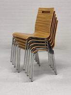 Stapelbare eetkamerstoelen - Set van 5 - Hennie de Jong BV, Huis en Inrichting, Stoelen, Ophalen, Gebruikt, Bruin, Nvt