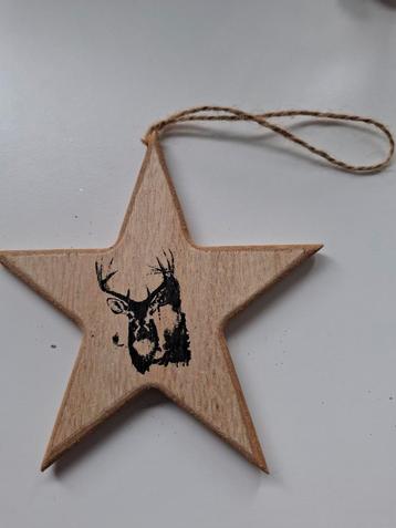 Houten Ster Hanger Kerstboom - Rendier beschikbaar voor biedingen