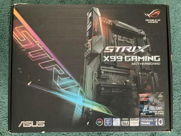 Asus Strix X99 Gaming mb, proc, gehugen, koeling en videok, Computers en Software, Moederborden, Gebruikt, Intel, DDR4, Ophalen