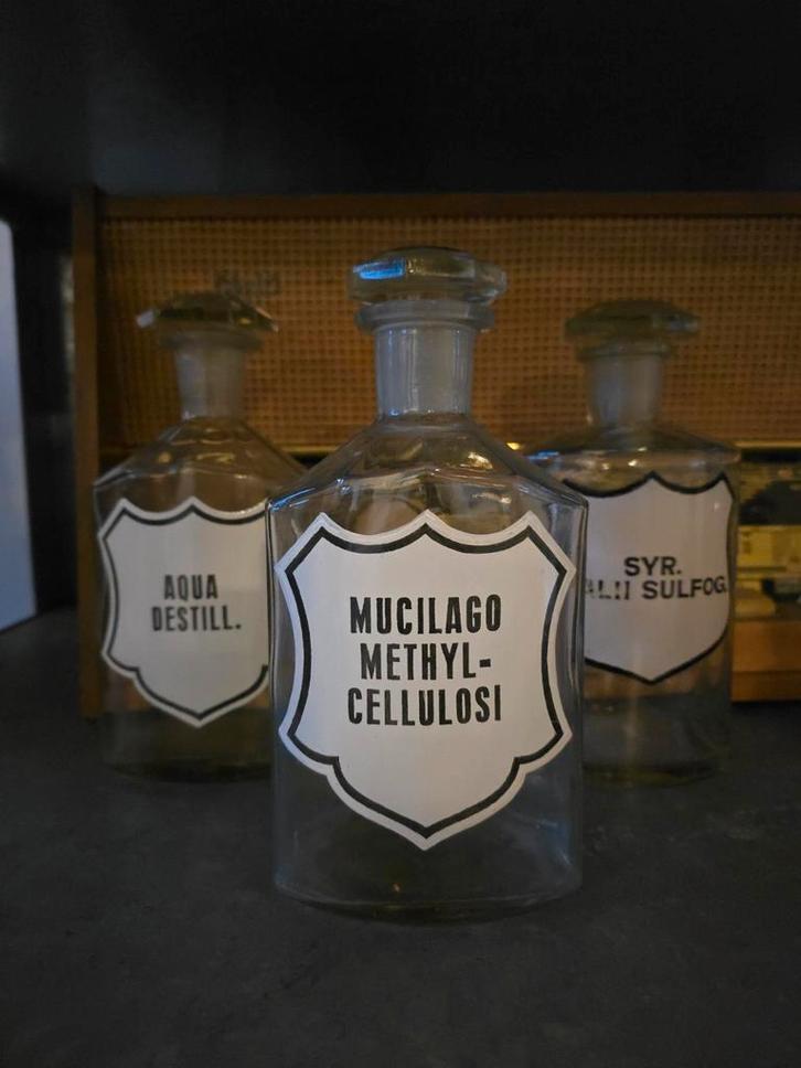 Set van 3 antiek 19de eeuwse grote Apothekersflessen €89 !!, Antiek en Kunst, Antiek | Glas en Kristal, Ophalen of Verzenden