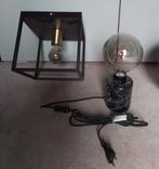 Plaffoniere en tafellamp, zwart, Huis en Inrichting, Lampen | Plafondlampen, Ophalen, Zo goed als nieuw, Metaal