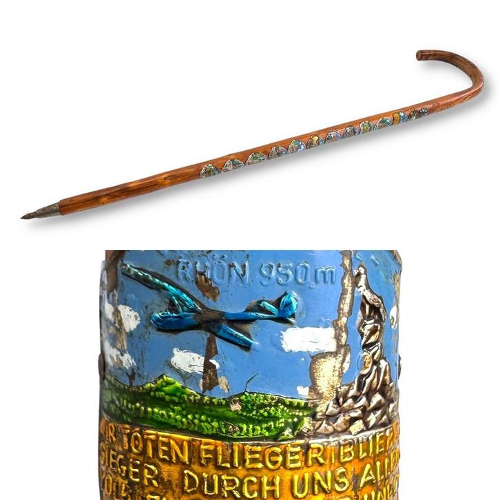 Duitse wandelstok met Luftwaffe propaganda plaatje, Verzamelen, Militaria | Tweede Wereldoorlog, Luchtmacht, Overige typen, Duitsland