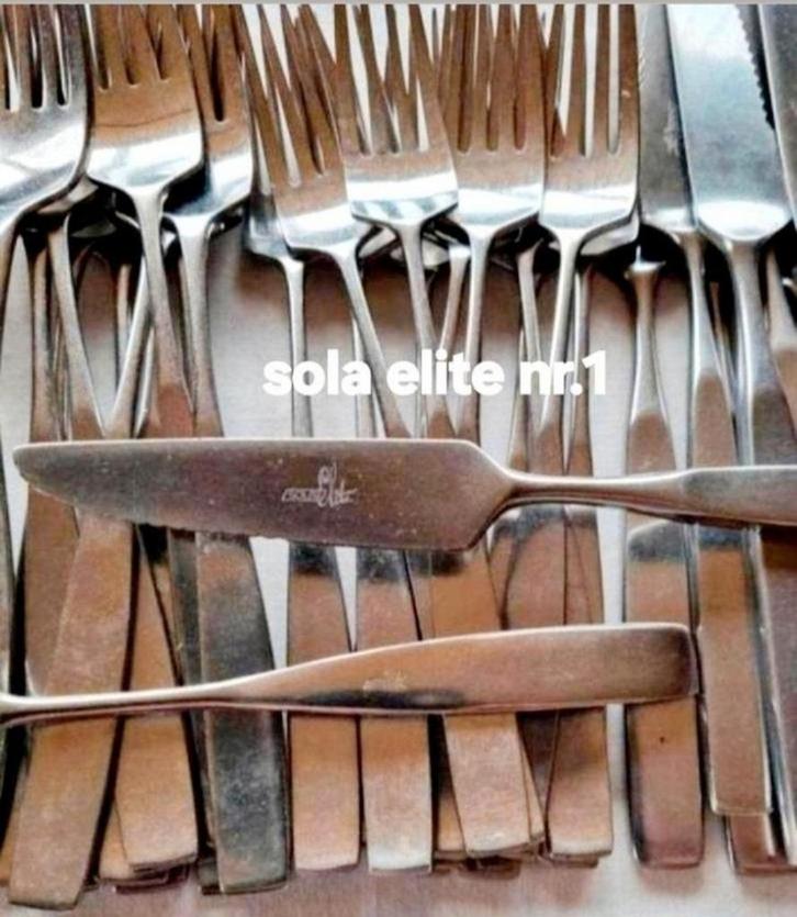 Sola Elite messen vorken lepels gladde handvatten, Huis en Inrichting, Keuken | Bestek, Gebruikt, Rvs of Chroom, Ophalen of Verzenden