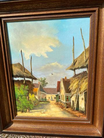 Klassiek Dorpsgezicht Schilderij Jan Salverda Ingelijst Mooi beschikbaar voor biedingen