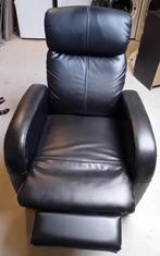 Lederen Relaxfauteuil Zwart, Huis en Inrichting, Fauteuils, Ophalen, Gebruikt, 75 tot 100 cm, Modern