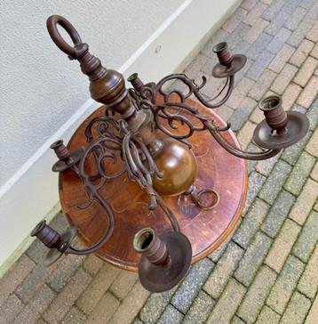 3x VINTAGE Bronzen Kroonluchter, Tafel- en Wandlamp beschikbaar voor biedingen