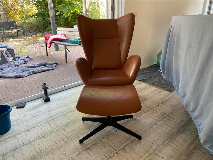 Eijerkamp stoel – bruin leer met zwart frame”, Huis en Inrichting, Stoelen, Ophalen of Verzenden