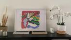 Peter Diem - Flying Cow - schilderij- acryl op papier, Antiek en Kunst, Kunst | Schilderijen | Modern, Ophalen of Verzenden