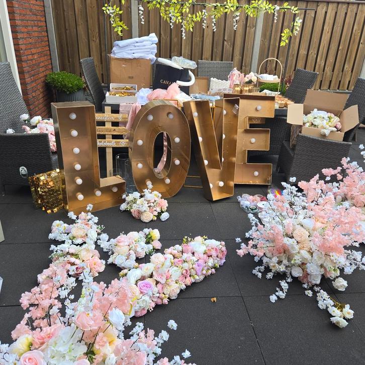 Bruiloft Decoratie -  Goud, Roze, Ivoor Bestek tafellinnen, Hobby en Vrije tijd, Feestartikelen, Ophalen of Verzenden