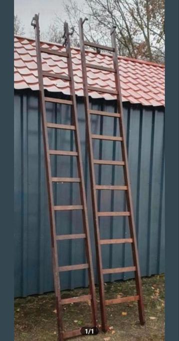 Hardhouten uitschuifbaar ladder 5.6 meter bezorgen mogelijk  beschikbaar voor biedingen