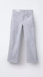 Broek jeans lichtgrijs bootcut studs Zara maat 140, Ophalen of Verzenden, Zo goed als nieuw, Meisje, Broek