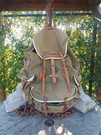 Orginele vintage canvas rugzak met leer leren riemen, Ophalen of Verzenden