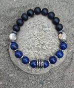 Nieuwe 10mm herenarmband Lapis Lazuli & Onyx, Met edelsteen, Blauw, Nieuw, Ophalen of Verzenden