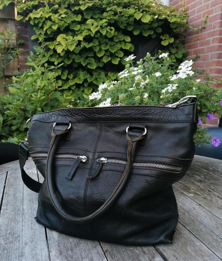 Originele zwart leren Cowboys bag /schoudertas /laptop tas, Sieraden, Tassen en Uiterlijk, Tassen | Damestassen, Zo goed als nieuw