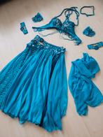 Turquoise Bella Buikdanskostuum 9-delig - Swarovski stenen, Ophalen of Verzenden, Zo goed als nieuw, Kleding