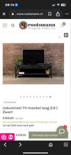 Industrieel TV Meubel Zwart Metaal rootsmann, 150 tot 200 cm, Nieuw, Ophalen of Verzenden, Minder dan 100 cm