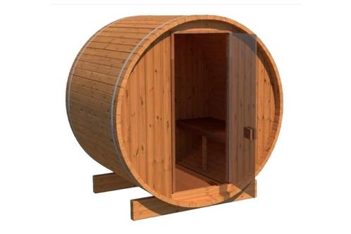 Barrelsauna Buitensauna Sauna Barrel Houtgestookt Thermowood, Sport en Fitness, Sauna, Nieuw, Complete sauna, Fins of Traditioneel