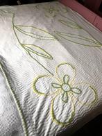 Chinelle sprei 220x145 groen en gele bloemen chenille, Ophalen of Verzenden