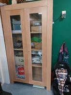 Vitrinekast, licht eiken., Huis en Inrichting, Kasten | Vitrinekasten, Gebruikt, Vitrinekast, 150 tot 200 cm, 25 tot 50 cm