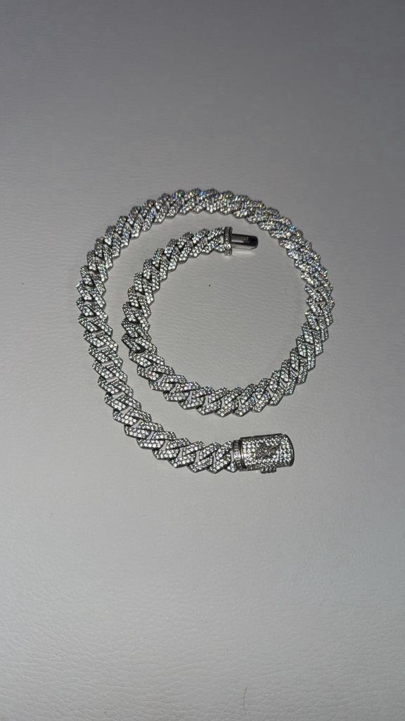 Cuban link chain, Sieraden, Tassen en Uiterlijk, Kettingen, Zo goed als nieuw, Overige materialen, Zilver, Met kristal, Ophalen of Verzenden