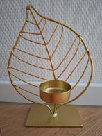 Kaarshouder kandelaar waxinelichthouder blad metaal goud, Ophalen of Verzenden, Zo goed als nieuw, Metaal, Kandelaar