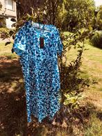 DAMES JURK, Women Elegant Dress with Floral print, Blauw, Maat 42/44 (L), Nieuw, Ophalen of Verzenden