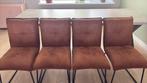 Tower Living eetkamerstoel seda 4x cognac, Huis en Inrichting, Stoelen, Ophalen, Bruin, Zo goed als nieuw, Metaal