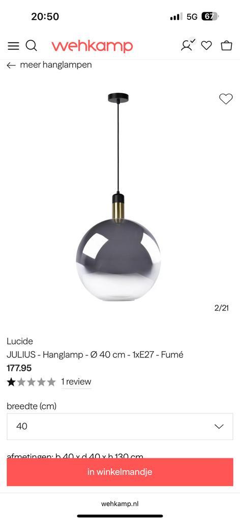 Lucide hanglamp Fumé 40cm zwart/goud NIEUW, Huis en Inrichting, Lampen | Hanglampen, Nieuw, Minder dan 50 cm, Ophalen of Verzenden
