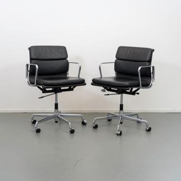 18x Vitra EA 217 Zwart Leer - Chroom beschikbaar voor biedingen
