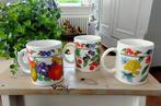 Vintage vrolijke fruitige mokken - bekers - fruit decoratie, Gebruikt, Keramiek, Ophalen of Verzenden, Overige stijlen
