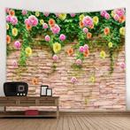Bloemen Muur Wandkleed / 3D Wand Kleed Steen Muurkleed Bloem, Verzenden, Nieuw, Rechthoekig, 200 cm of meer