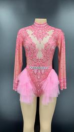 Roze dames glitter bodysuit / jumpsuit feest festival romper, Verzenden, Nieuw, Kleding