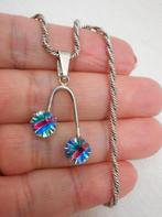 Zilveren koordketting met hanger met rijnstenen nr.1930, Met hanger, Verzenden, Zo goed als nieuw, Zilver