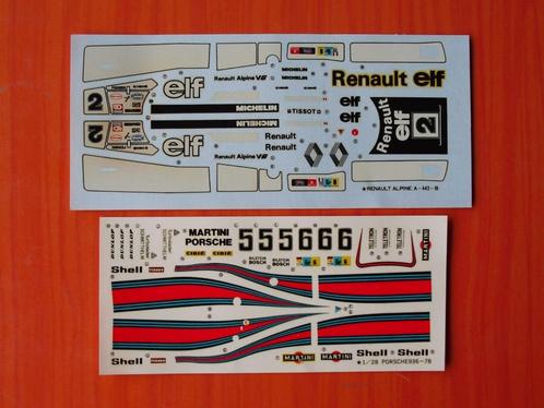 Decals - Porsche 936-78 Martini + Renault Alpine A 442 B ELF, Hobby en Vrije tijd, Modelbouw | Auto's en Voertuigen, Nieuw, Auto