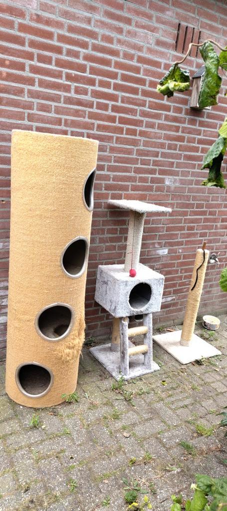3x krabpaal krabton krabmeubel bruin grijs groot hoog, Dieren en Toebehoren, Krabmeubelen, Zo goed als nieuw, Krabpaal, Ophalen