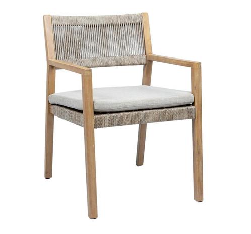 2x accacia houten stoelen, zand kleurig, Tuin en Terras, Tuinstoelen, Zo goed als nieuw, Hout, Ophalen of Verzenden