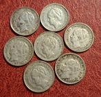 Nederland 7 zilveren dubbeltjes  (jaartalen zie foto), Verzenden, Koningin Wilhelmina, 10 cent, Setje