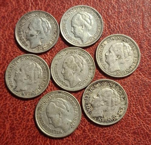 Nederland 7 zilveren dubbeltjes  (jaartalen zie foto), Postzegels en Munten, Munten | Nederland, Setje, 10 cent, Koningin Wilhelmina