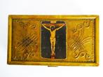 Oud Florentijns houten kistje met afbeelding icoon Jezus, Antiek en Kunst, Antiek | Religie, Ophalen of Verzenden