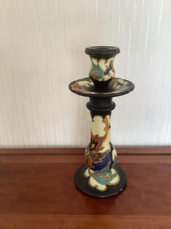 Regina Gouda Kandelaar Rosario - Handgeschilderd, Antiek en Kunst, Antiek | Kandelaars, Keramiek of Aardewerk, Ophalen