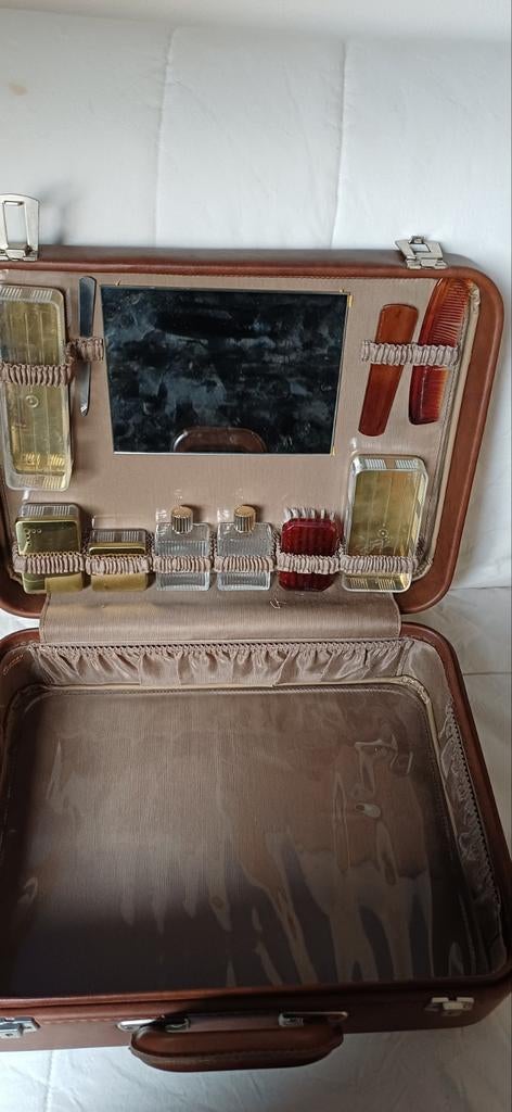Vintage toiletkoffer beautycase koffer, Gebruikt, Minder dan 50 cm, Ophalen of Verzenden, Minder dan 35 cm