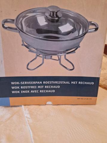 RVS Wok-Serveerpan met Rechaud beschikbaar voor biedingen